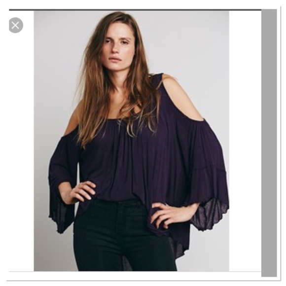 Free People Tops - Free People Purple Chloe Cold Shoulder Tee